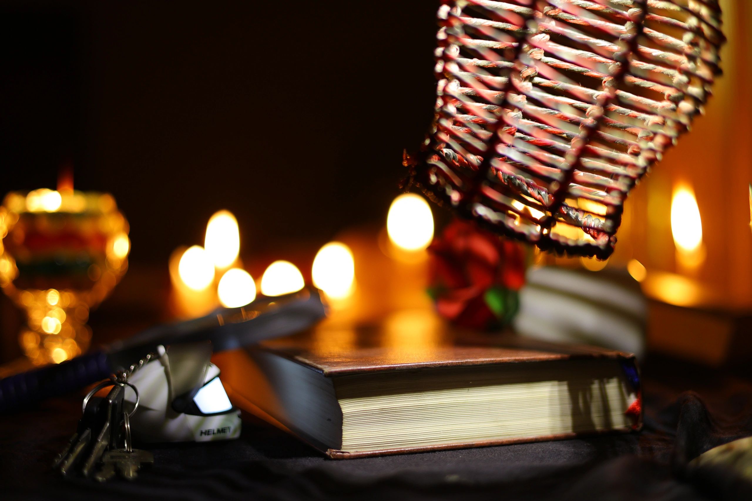 Open books and candlelight for quiet reflection